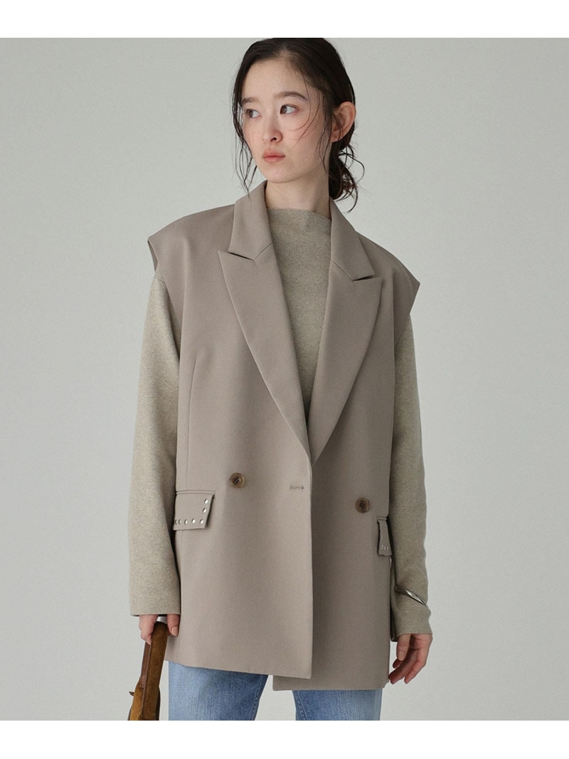 【SALE／20%OFF】ダブルクロスジレ BABYLONE バビロン ジャケット・アウター その他のジャケット・アウター グレー ブラック【RBA_E】【送料無料】[ Fashion]