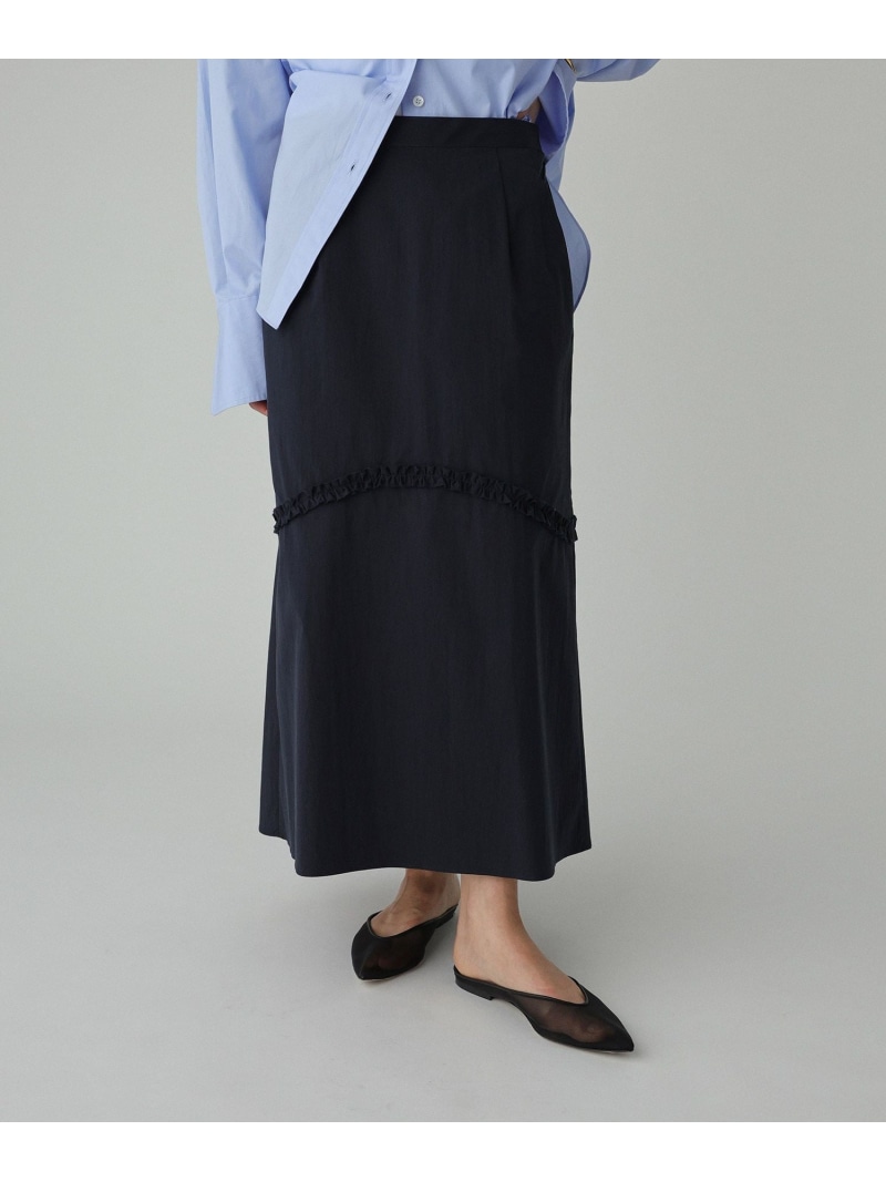コットンナイロンフリルスカート BABYLONE バビロン スカート ロング・マキシスカート ネイビー ベージュ【送料無料】[ Fashion] 14,850円