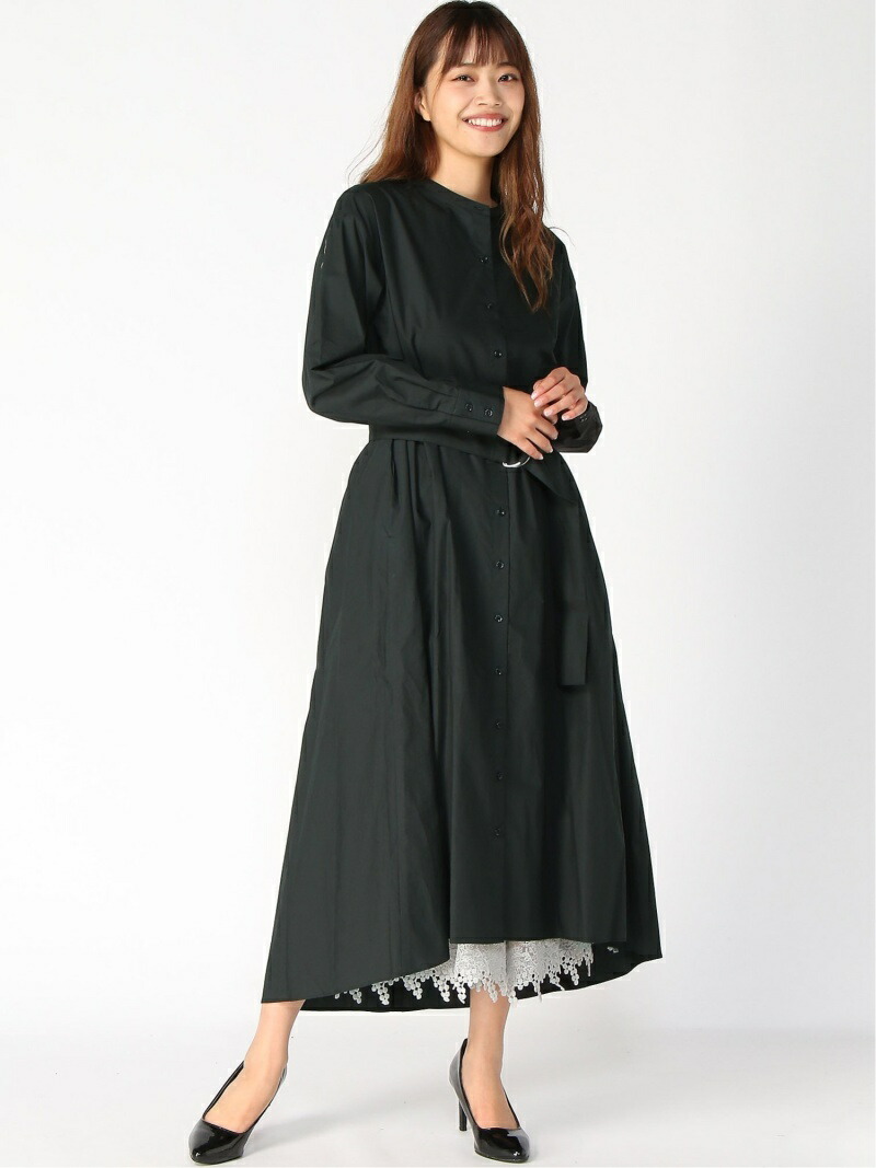 楽天市場 Rakuten Fashion Sale 70 Off バンドカラーシャツop Babylone バビロン ワンピース シャツワンピース ブラック ベージュ Rba E 送料無料 Babylone