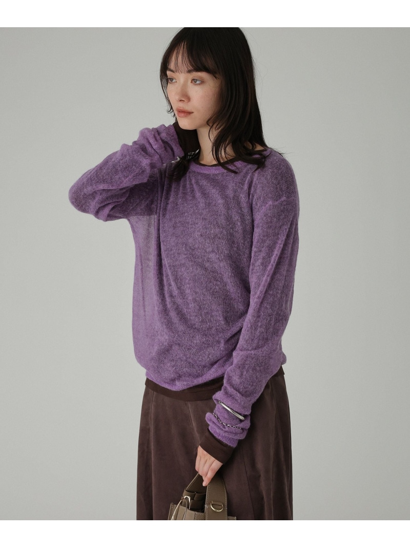 【SALE／40%OFF】シアークルーネックプルオーバー BABYLONE バビロン トップス ニット パープル グレー ホワイト【RBA_E】【送料無料】[ Fashion]｜BABYLONE