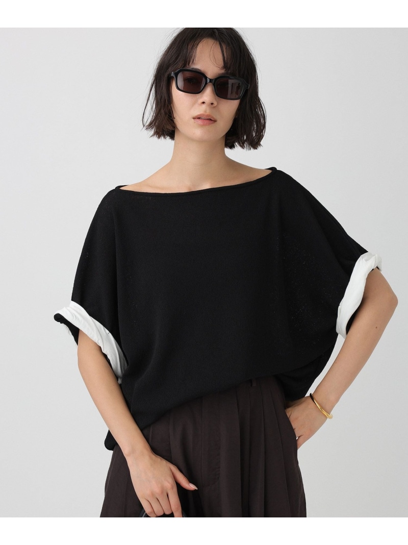 ワッフルロールアップTEE BABYLONE バビロン トップス カットソー・ティーシャツ ベージュ 黒いこと【此れから取って置く】*【貨物輸送無料】[ Fashion] トップス-レディースファッション-Tシャツ・カットソー
