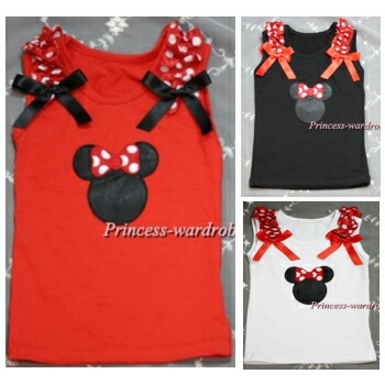 タンクトップ 子供 ミニー フリル ミニーちゃん プリンセス 赤 白 Sarry キッズ ベビー 水玉 子供服 女の子 黒 リボン