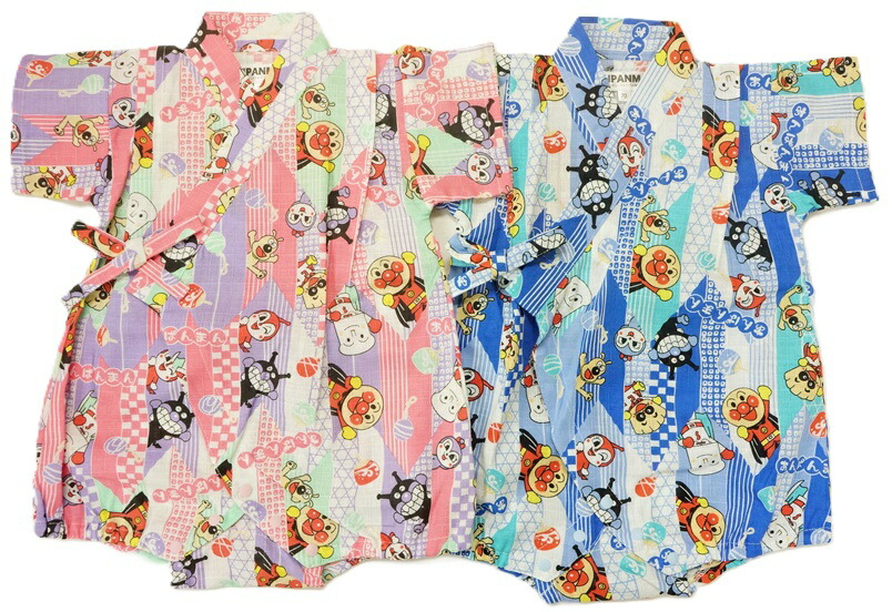 BANDAIそれいけ！アンパンマン甚平ロンパスTA9894(ブルー・ピンク)70cm80cm綿100%カスリドビー画像