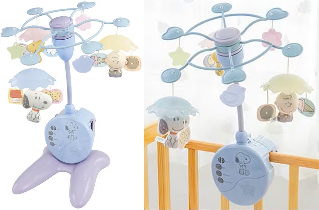 新品未使用品　タカラトミー　やわらかガラガラメリープレミアム スヌーピー 折りたたみベビーベッドにも対応♪ やわらかガラガラメリー