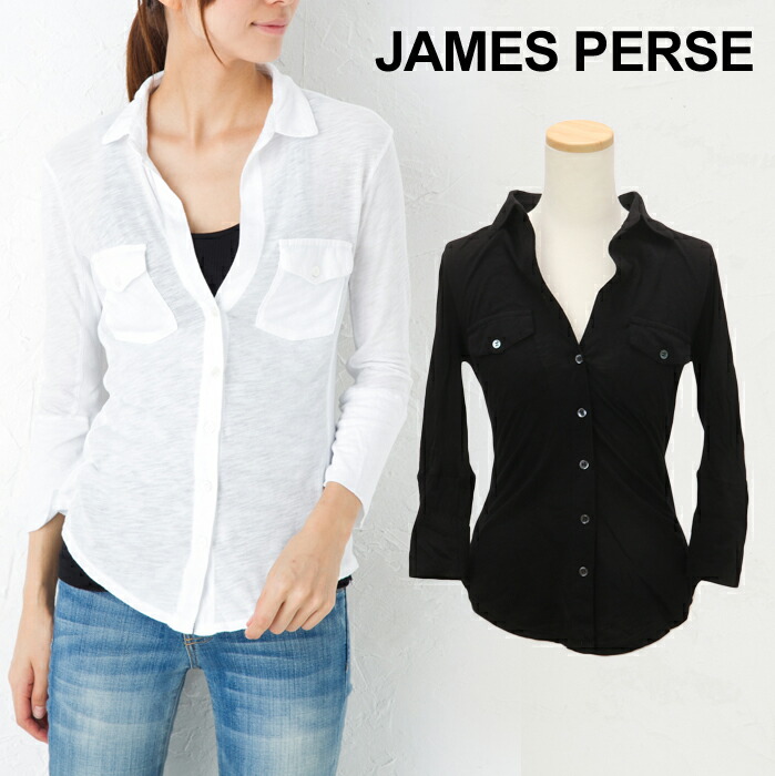 JAMES PERSE ジェームスパース Contrast Panel shirt コントラスト パネル シャツ [ WUA3042 ] SHEER SLUB SIDE PANEL SHIRT ジェームスパース レディース トップス 7分丈　シャツ｜ザ・ベビーストア