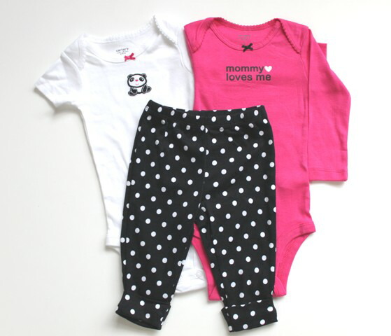 カーターズ【Carter's】(カーターズ　セット)　長袖ボディ・半袖ボディ・パンツ　3点セット☆ドット×パンダちゃん【ラッピング不可】