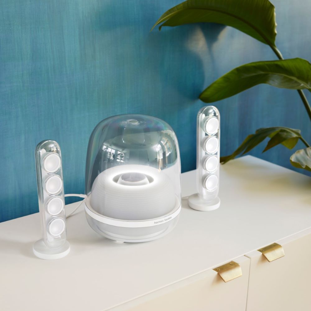 【期間限定特価！7/1 0:00～7/29 23:59まで】【国内正規品】Harman Kardon SoundSticks 4 Wireless Bluetoothスピーカー サブウファー搭載 電源ケーブル駆動 3.5mmアナログ入力搭載 SoundSticks 4　ブラック ホワイト ハーマンカードン HKSOUNDSTICK4BLKJN KSOUNDSTICK4WHTJN｜メーカー公認CEストア