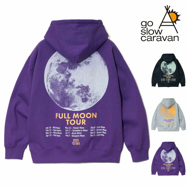 go slow caravan 再利用綿織物 裏起毛 流汗 ジップ パーカー 望月 刷り上げる eco lead エコ先んじる FULL MOON ジップパーカー ユニ一発やる トップス アウトドア 難民キャンプ 通い 通学 旅する 差し上げ物 周遊旅行プルオーバー風 生あたたかい原材料