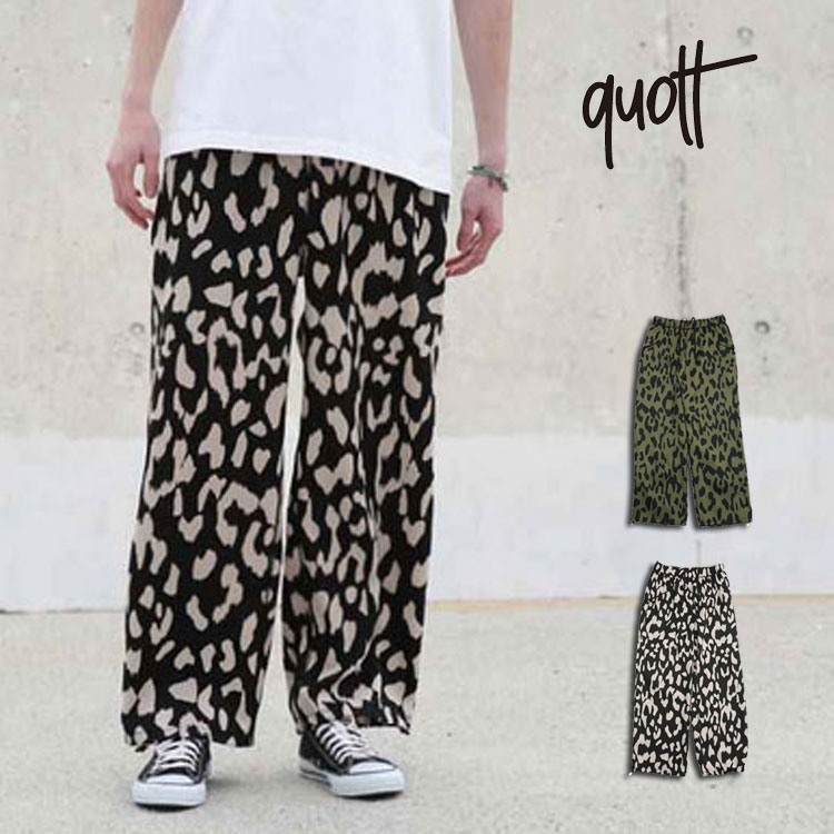 QUOLT クオルト ABSTRACT PANTS 総柄パンツ イージーパンツ ウエストゴム 裾絞りドローコード 軽量 通気性 ちりめん生地 メッシュポケット ストリート メンズ レディース ユニセックス｜Back Arrow　バックアロー