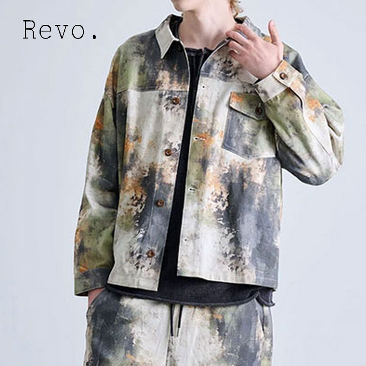 Revo. えの具風 グラデーション トラッカージャケット メンズ レディース ユニ一発やる 大層らしい大いさ クロップド丈 表どおり ルーズシルエット 春季上衣 グラデーション刷り上げる 春 秋 冬 上衣 アウター たわい無い 広広としたズボン下 セットアップ可 コート・ジャケット-メンズファッション