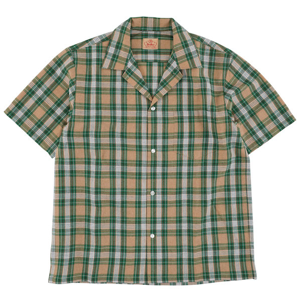 【FIVE BROTHERxBACKDROP】(うしろ側落っこちる別注) LIGHT WEIGHT COTTON S/S SHIRT / ライトウェイト 綿織物 半袖プルオーバー (緑であること) うしろ側落っこちる 老舗アメカジショップ the back drop アメカジ メンズ 別注 明けっ広げ色合い 動き筋目