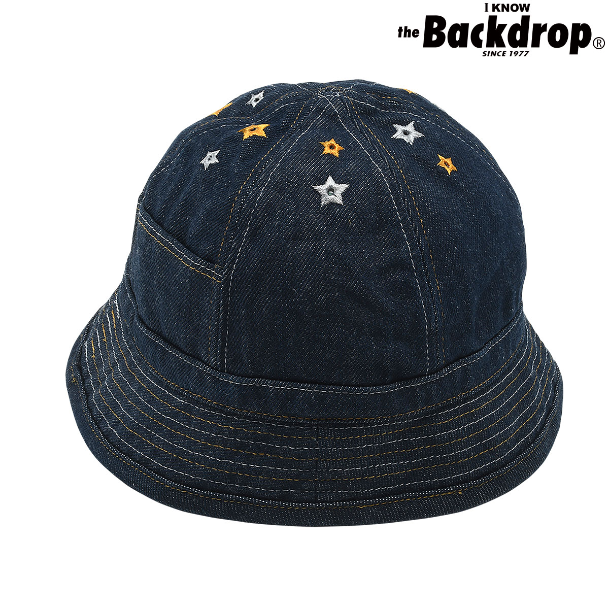【Backdrop】(うしろ側落っこちる) 12 STAR HOLE HAT / 12スターホールハット (インディゴ) うしろ側落っこちる 老舗アメカジショップ the back drop ジーンズかぶり笠 はやりっ児 古典派音楽