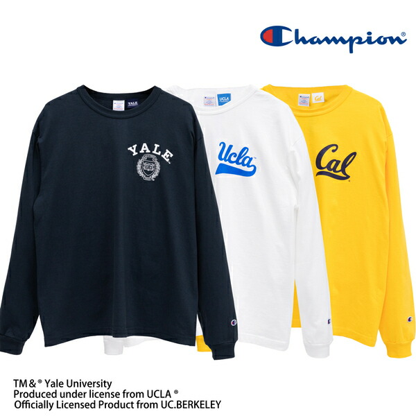 チャンピオン アメリカ製 ロンt Champion C5-A406 T1011 ロングスリーブTシャツ UCLA CAL YALE ルーズフィット ゆったりめ 大きいサイズ 肉厚 米国製 アメリカ製 カレッジ 長袖 Tシャツ アメカジ 渋谷バックドロップ backdrop