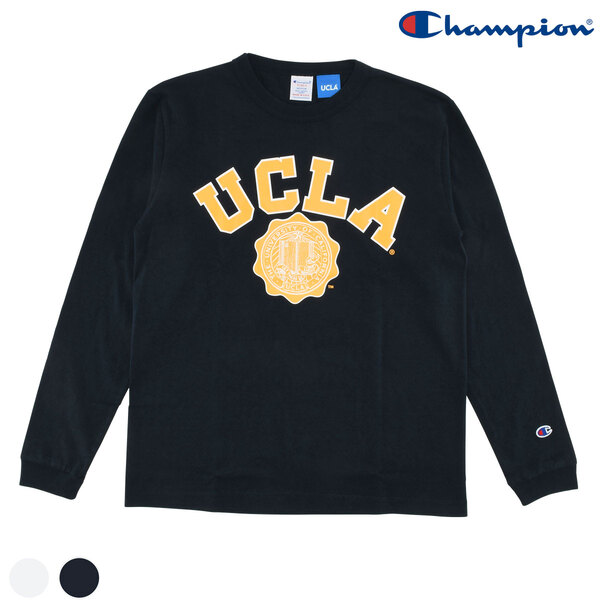 【CHAMPION】(チャンピオン) T-1011 L/S TEE UCLA C5-W401 / T-1011 ロングスリーブTシャツ UCLA (ネイビー) バックドロップ 老舗アメカジショップ the back drop ヘビーウェイト ドライタッチ カレッジ