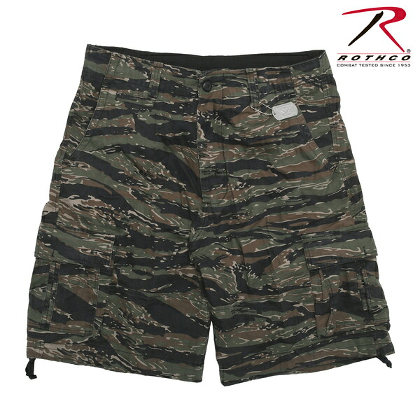 【ROTHCO】(ロスコ) Vintage Camo Utility Shorts(TS) / ヴィンテージ カモ ユーティリティ ショーツ タイガーカモ (タイガーストライプカモ) 渋谷アメカジ バックドロップ メンズ ミリタリー ミルスペック カーゴ ミリタリーショーツ カーゴショーツ