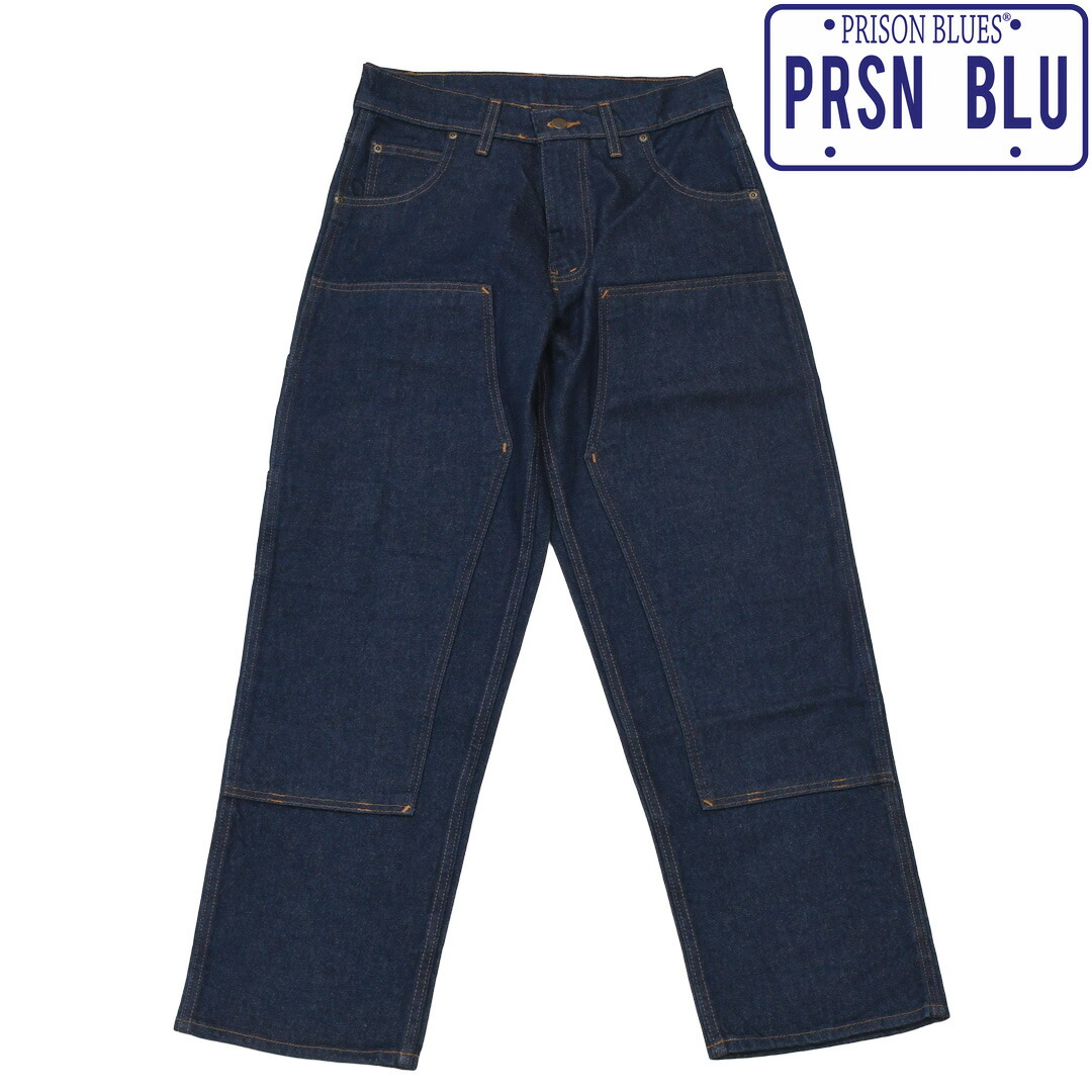 プリズンブルース ダブルニー ペインターパンツ（インディゴ）洗いもの産業/ PRISON BLUES Double Knee Painter Pant (INDIGO) 渋谷 うしろ側落っこちる the backdrop 渋谷 アメカジ メンズ ペインターパンツ ジーンズ 気が大きい大きさ 亜米利加製 細工物デニム 洗いもの産業