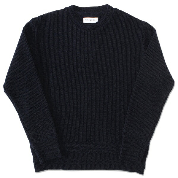 【T.N JACK】(ティーエヌジャック) Shetland Crew Sweater (ネイビー) / シェットランド クルーセーター メンズ アメカジ 渋谷 老舗アメカジショップ back drop 日本製 メイドインジャパン 送料無料