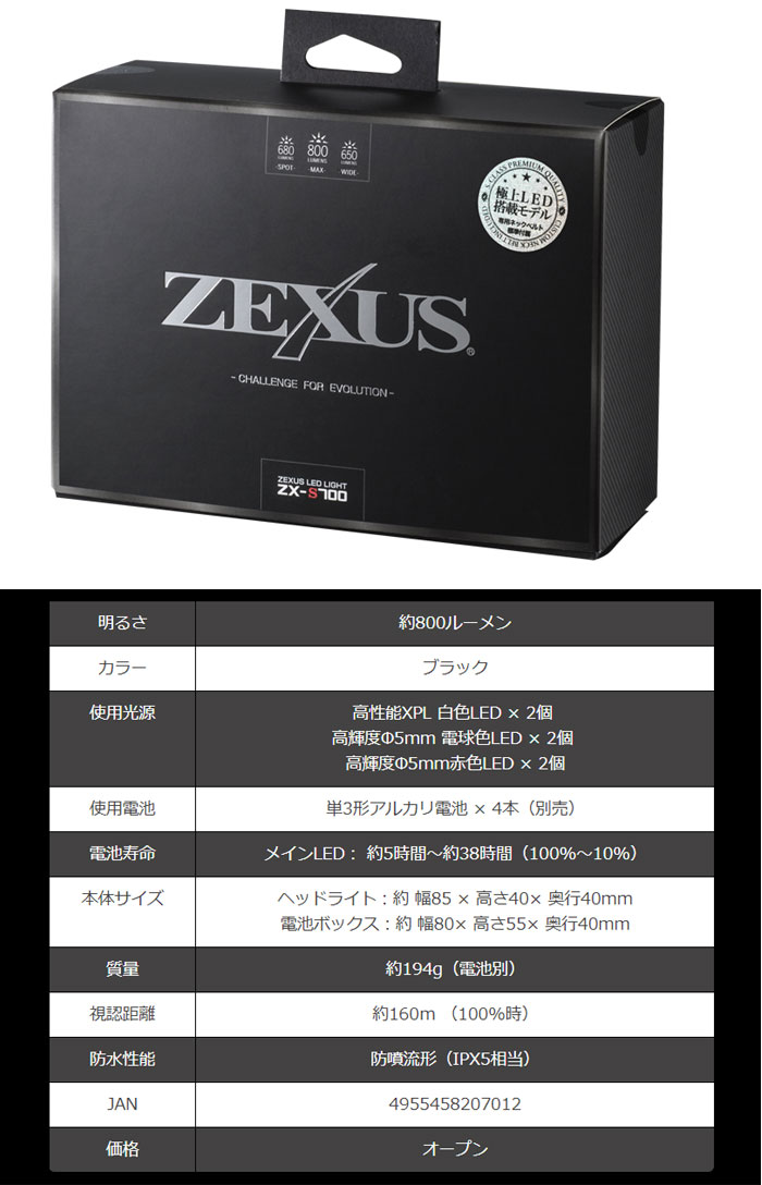 ゼクサス LEDヘッドライト ZX-S700 ネックベルト付 ZEXUS