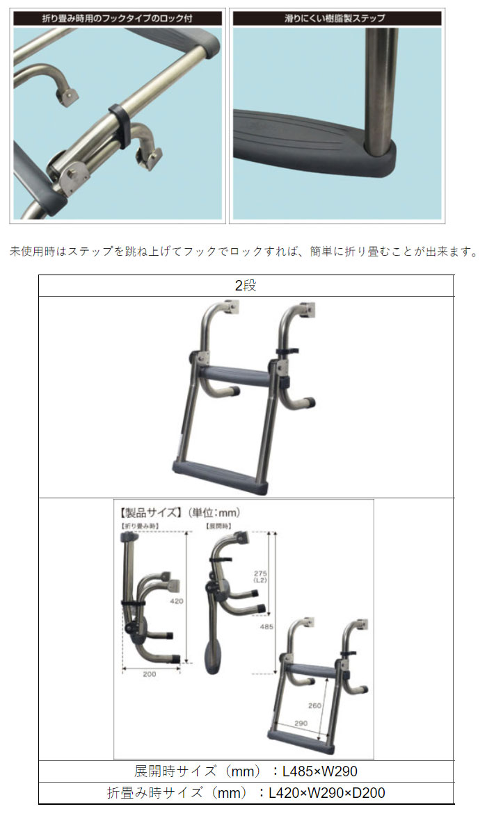 高速配送 楽天市場 Bmo Japan ビーエムオージャパン ステンフォールディングラダー 2段ma031 Lure Boats Back Lash 驚きの値段 Secretoftheislands Com