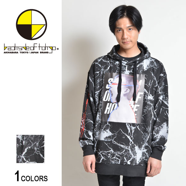 【SS★最大限度2000円OFFクーポン券】backside of tokyo バックサイドオブトーキョー グリッチフォトクラックビッグパーカー（男女兼用）■トップス プルパーカー ビッグ影ぼうし 厚地の外套大きさ 刷り上げる 総柄 ボンネット 表どおり 心地好い 流行り物 馬鹿でかい大きさ メ