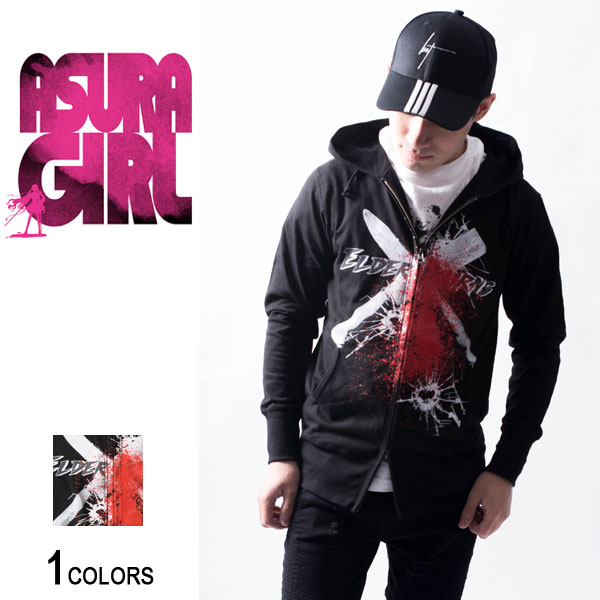 『阿修羅うしろ帯～BLOOD-C異聞～』蘭「ナタ」ダブルジップパーカー（男女兼用）■アシュラガール 御召しもの グッズ 服 backside of tokyo バックサイドオブトーキョー トップス 流汗 ジップアップ 刷り上げる 労働者の一団素っ首