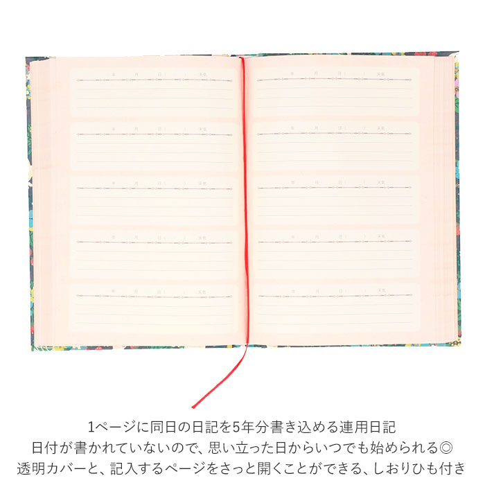 最安価格 日記帳 5年日記 大正ロマン 星空デザイン 5年ダイアリー 5年分書き込める 5年連用日記 A5タイプ フリータイプ 大人 日本製  おしゃれな表紙とシンプルなページ