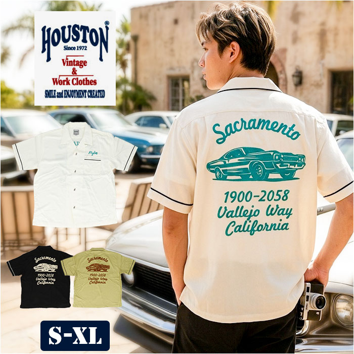 ヒューストン ボウリングシャツ 好評 ボウリング シャツ HOUSTON 半袖シャツ 半袖 ボーリングシャツ アメカジ 襟シャツ 刺繍 開襟 衿付き 襟付き メンズシャツ 作業服 羽織り トップス おしゃれ お洒落 メンズ 男女兼用 かっこいい カジュアル｜BACKYARD FAMILY バッグタウン