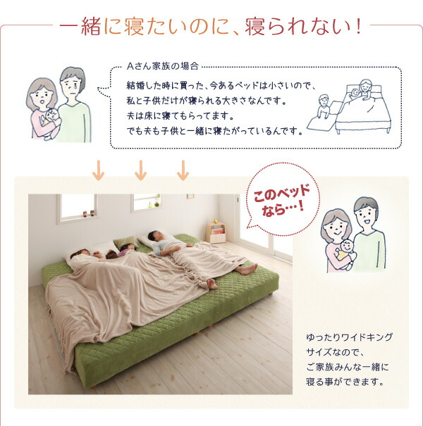 家族を繋ぐ大型マットレスベッド ポケットコイル マイクロファイバー ...