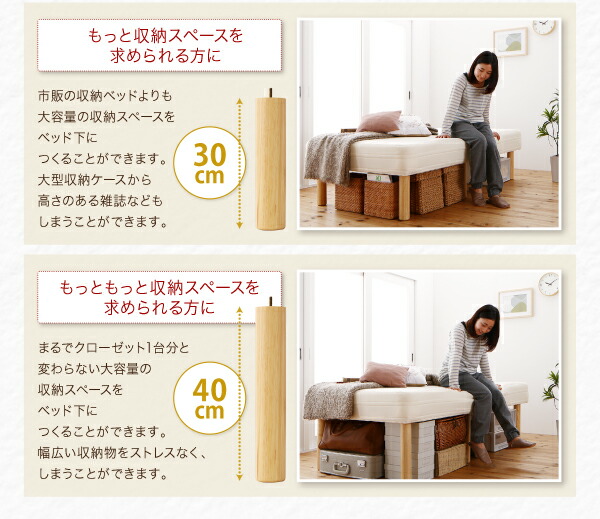 ショート丈分割式 脚付きマットレスベッド 国産ポケット マットレス ...