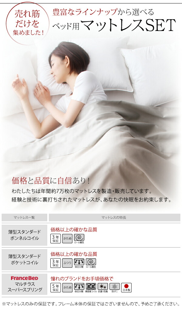 ベッド ベット 跳ね上げベッド 収納付きベッド 収納 収納付 マットレス付き 深型 コンセント付 2口 大容量 お客様組立  薄型スタンダードボンネルコイルマットレス付 横開 セミシングル 深さラージ ベッド