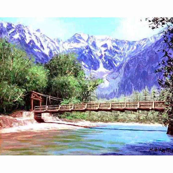 油絵額フレームセット 大山功 「上高地」 433×525×50mm 化粧箱入り