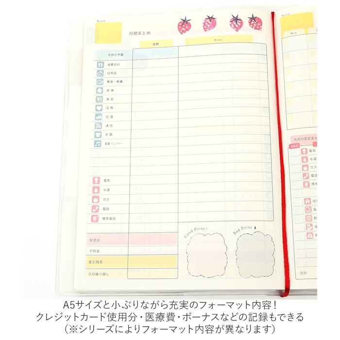 市場 家計簿 家計 ノート おこづかい帳 通販 ハウスキーピングブック おしゃれ 大人 A5 かわいい クローズピン 林朋子