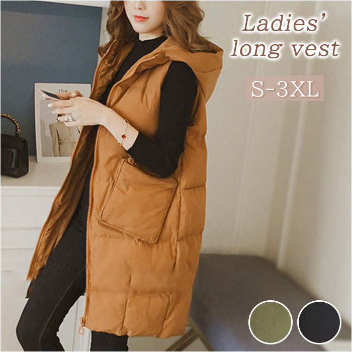 楽天市場】ダウンベスト レディース ロング 定番 フード付き パーカー