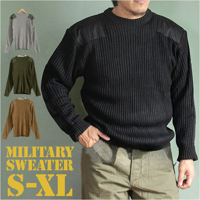 米軍 タイプ コマンド セーター Lサイズ ブラック アクリル ポケット付 アメリカ軍 レプリカ ミリタリーウェア 軍モノ 黒 送料無料 jw038yn.jpg