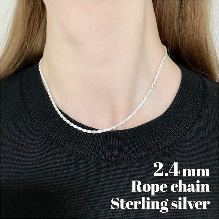 楽天市場】【イタリア製】SV925 カットロープ ネックレス 50cm【送料