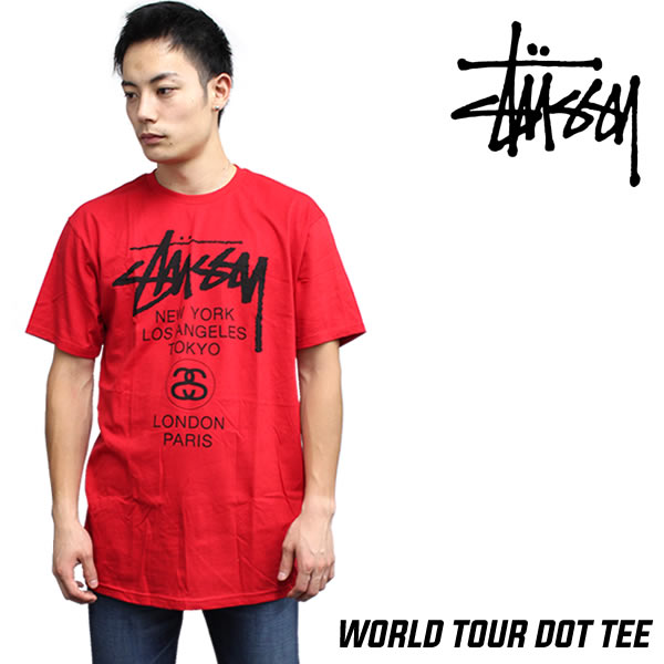 【楽天市場】【完売致しました】STUSSY ステューシー 半袖Tシャツ WORLD TOUR DOT TEE ワールドツアー ドット レッド