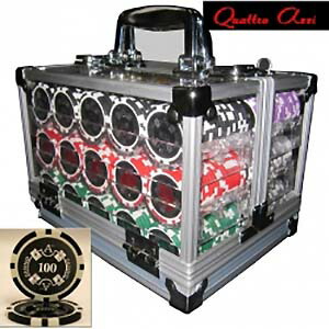 【 カジノ チップ 】 【 ポーカー チップ 】 QuattroAssi クアトロアッシー ポーカーチップセット600 ポーカーチップ カジノ用品 クアトロアッシーチップ ゲームチップ ポーカーチップ６００枚 チップラック付 送料無料 クレイ イベント プレゼント