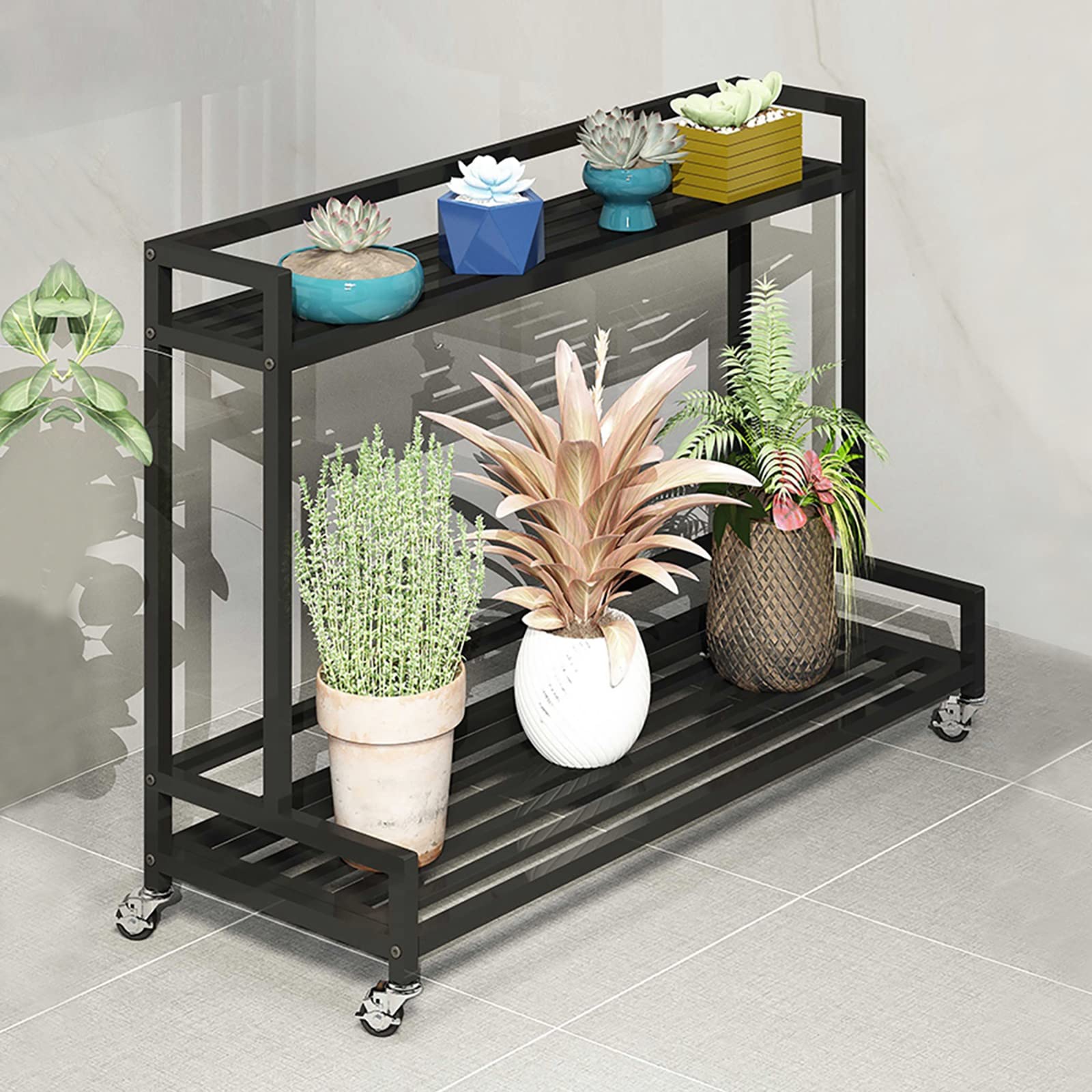 BADUS フラワースタンド プランタースタンド 園芸ラック ガーデニング用品 植木鉢スタンド 室内外の鉢植えを飾りやすいキャスター付き花台 フラワースタンド 花台 プラン|くらしのBADUS