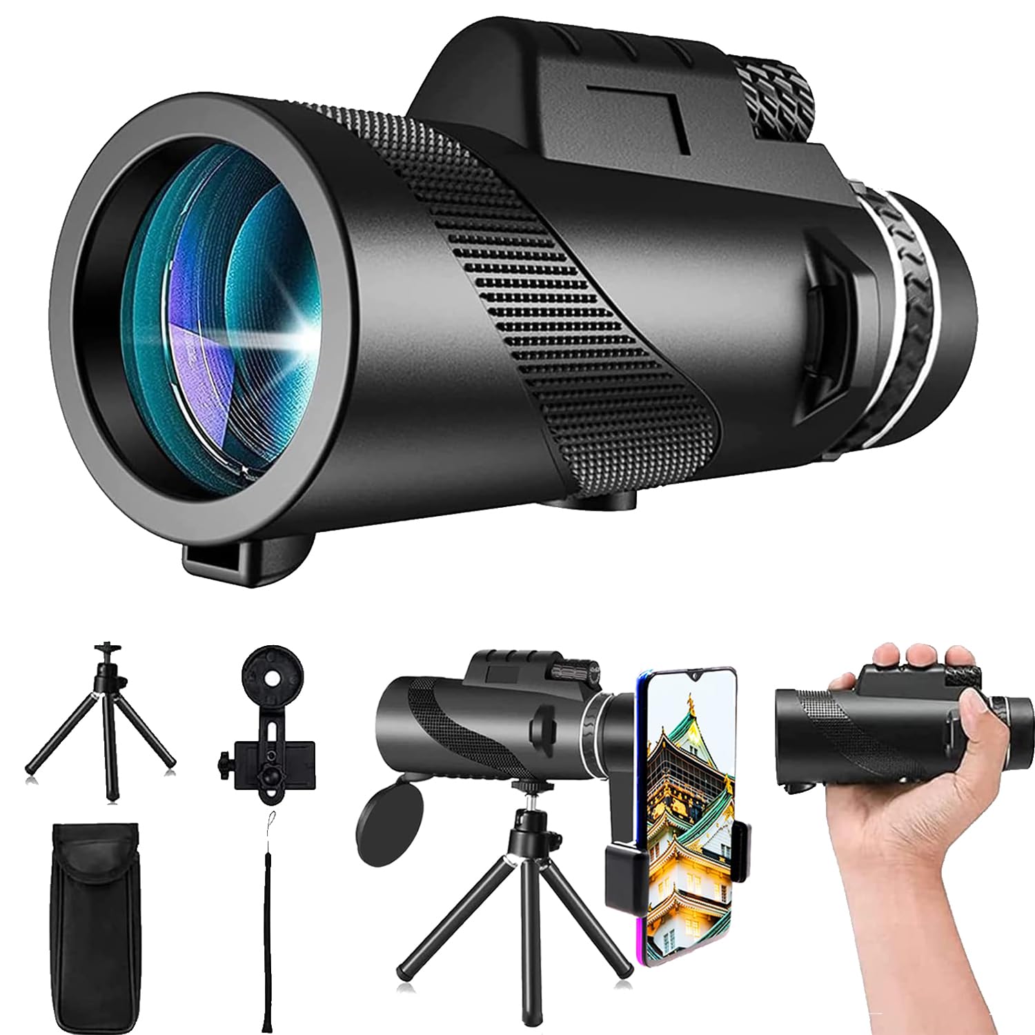 BADUS 単眼望遠鏡 80x100 小型 高倍率 三脚付き スマホホルダー付き アウトドア 野鳥観察|くらしのBADUS