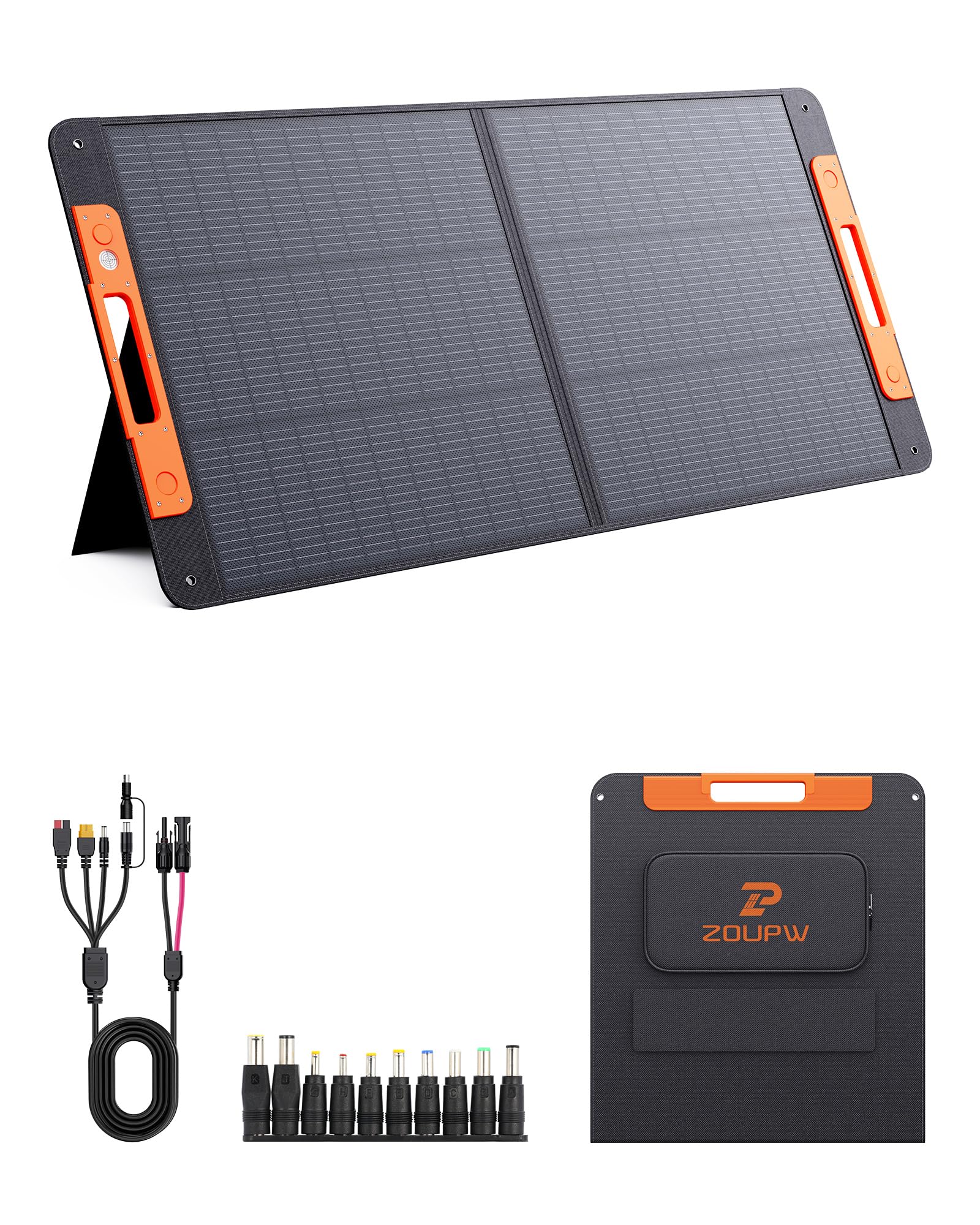 BADUS 110W ソーラーパネル N型 16BB 25%高効率 Type-C直接充電搭載 スマホ/タブレットへ給電 折りたたみ式 IP67防水 各種ポータブル電源に対応 5in1接続ケーブル付属 キャンプ 車中泊 防災グッズ|くらしのBADUS