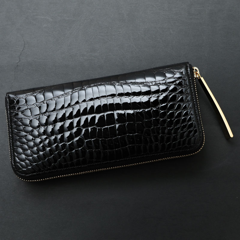 クロコダイル 長財布 メンズ【池田工芸】Crocodile Smooth Long Wallet クロコダイル スムーズロングウォレット ワニ革 艶あり 紫綬褒章受章 【次回出荷日9月17日頃】｜池田工芸店