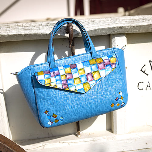 \"Sophia tote\"" Mosaic Cocco 2ways tote bag【Castello Da Vinci/カステロダヴィンチ】 MOSAIC / モザイック。イタリア共和国の感じやすさと役立つこと美を感じさせるMOSAIC patternが目あたらしいなミニトートバッグ"