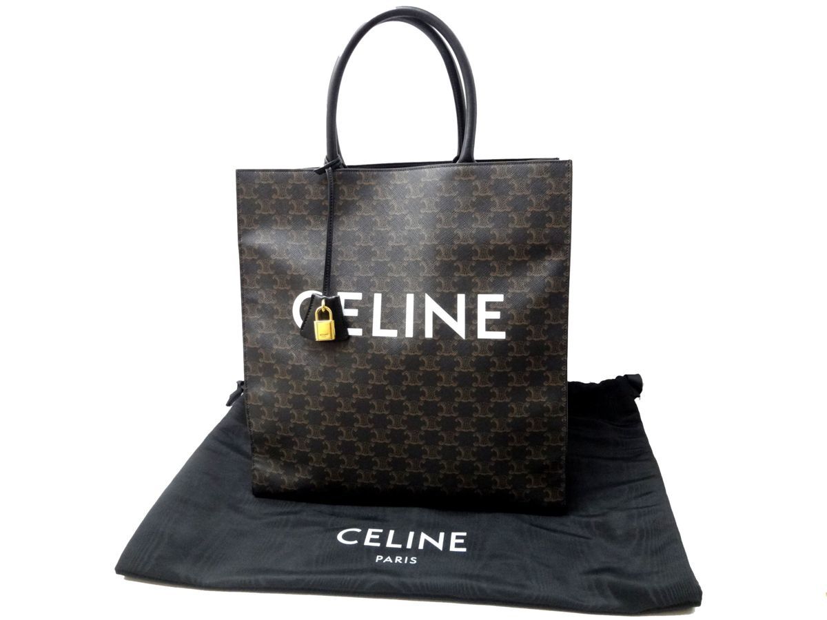 経典ブランド返品ok セリーヌ トリオンフ メンズ バーティカル カバ バッグ 小物 ブランド雑貨 ブランドバゲージセリーヌ トリオンフ キャンバス ブラック トートバッグ ビックロゴ キャンバス バッグ トートバッグ バーティカル メンズ ブラック カギ付 cim