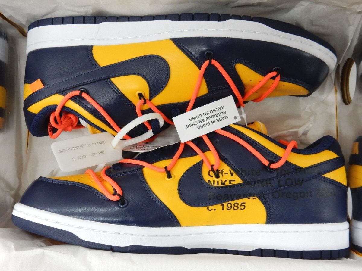 28 5cm 納品書 黒タグ 未使用 Nike Off White Dunk Low Ct0856 700 スニーカー Us10 5 コラボ ダンクロウ スニーカー ミシガン ナイキ 中古 新古 新品同様 オフホワイト ネイビー Francophile Dk