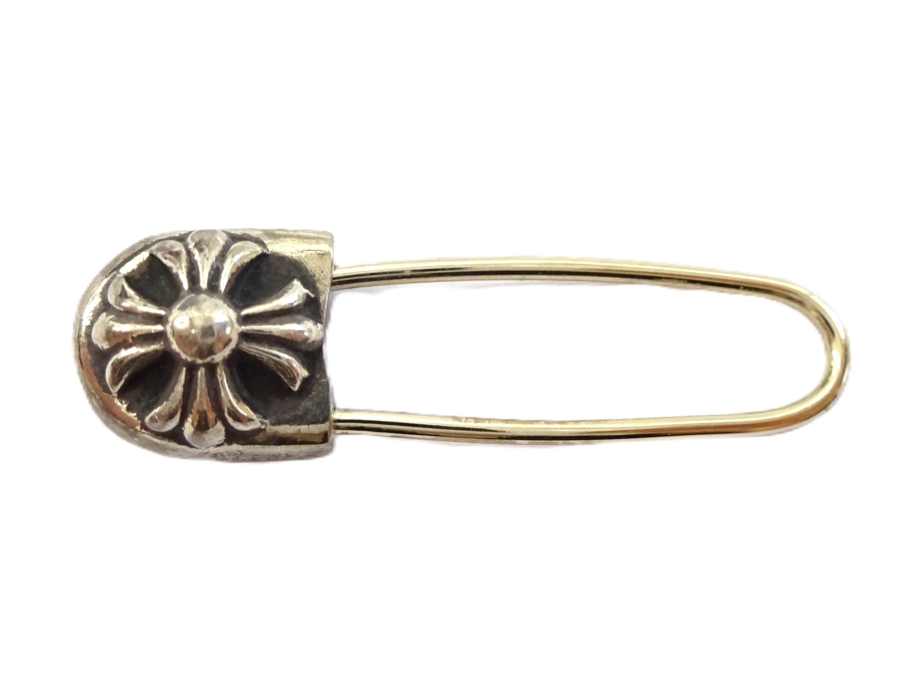 クロムハーツCHROME HEARTS セーフティピン シルバーピアス片耳　新品 CHROME HEARTS クロムハーツ SAFETY PIN CH PLS EMRLD R