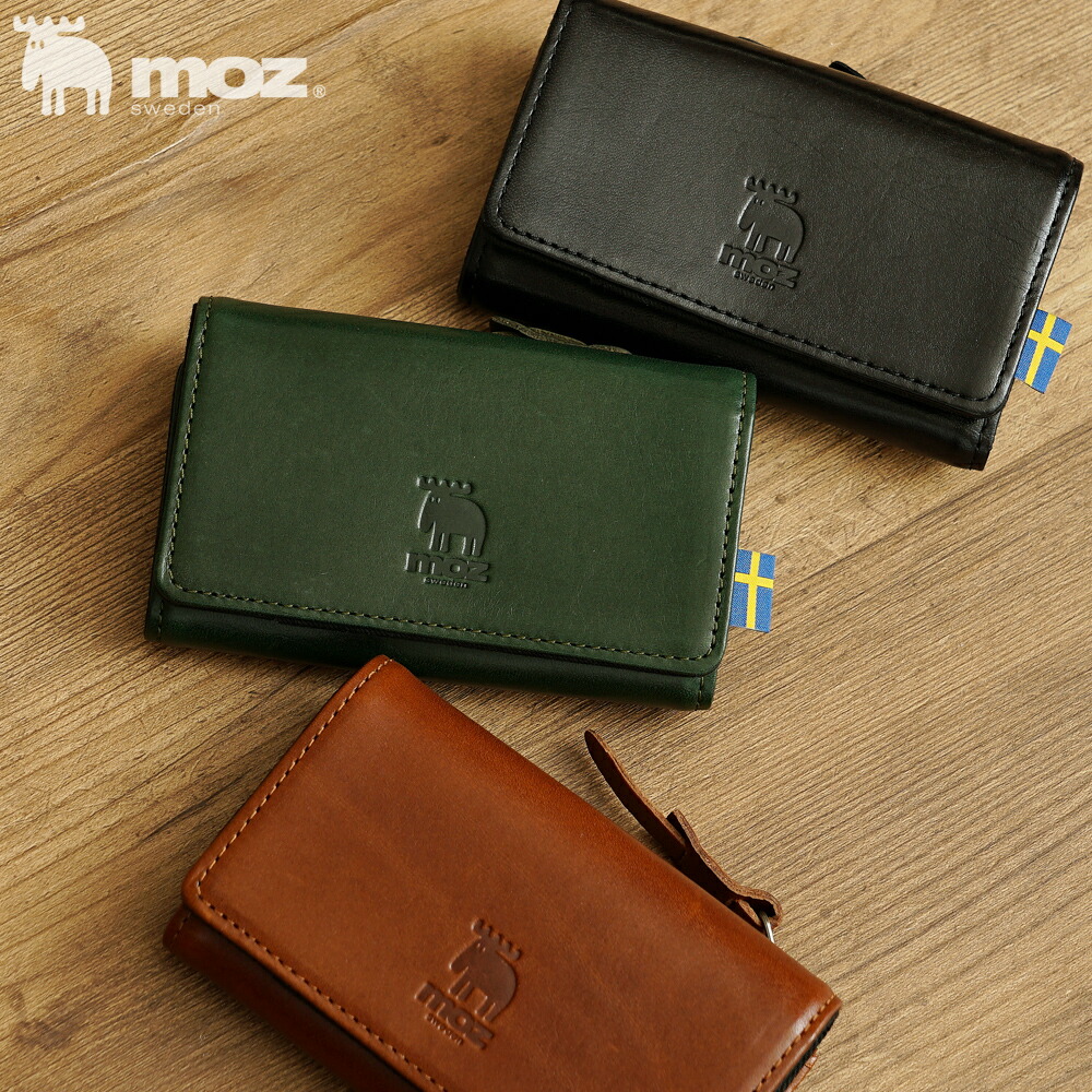 moz モズ NEW SOLID 多機能ミニウォレット キーケース キーリング付き お財布機能付き 財布 コンパクト 本革 レザー メンズ 北欧デザイン シンプル ソリッド エルクの型押し 無地 【メーカー公式】 No.86115