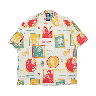 スクレップ SCREP アロハシャツ トップス シリングマーリー 共同研究 半袖 総柄 開襟プルオーバー BOB MARLEY ALOHA SHIRTS -NATURAL- メンズ M-XXL 自然的/マルチ色つや