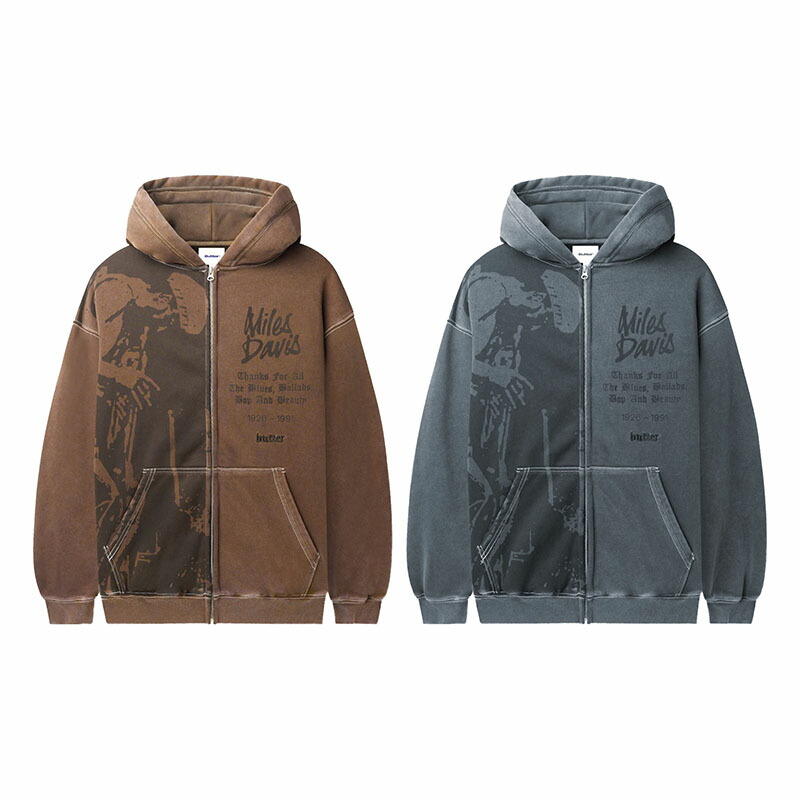 butter goods ジップパーカー バターグッズ パーカー BUTTER GOODS FABRIC APPLIQUE ZIP THRU HOOD