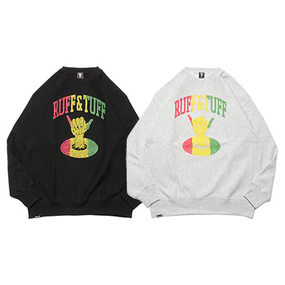 ドーナツフォーティーファイブ DONUTS 45 クルースウェット トップス 調教師 ヘビーウェイト RASTA RUFF\u0026TUFF CREW SWEAT メンズ M-XXL 黒いこと/薄墨色