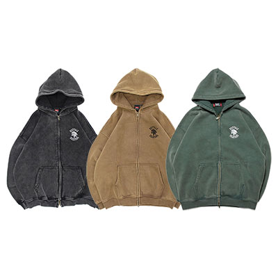ミューラル MURAL パーカー トップス フーディー スウェット ジップアップ ピグメント 裏起毛 BS PIGMENT ZIP HOODIE メンズ M-XXL ブラック/ベージュ/グリーン